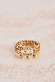 My Jewellery ring | goud statement ring three pearls.*