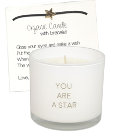 My Flame geurkaars met wens-armband - you are a star - fresh cotton