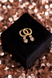 My Jewellery oorbellen | oorringen met dubbel hartje van strass goud