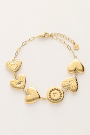 My jewellery armband chunky hartjes goud