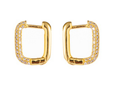 Go Dutch Label oorbellen | shiny oval hoop goud crystal