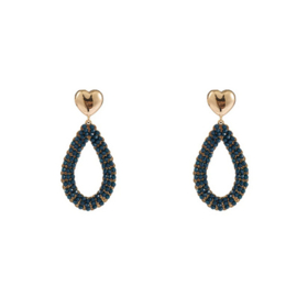 Go Dutch Label oorbellen | heart and open drop blue goud