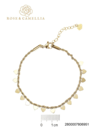 rose en camellia armband hartjes