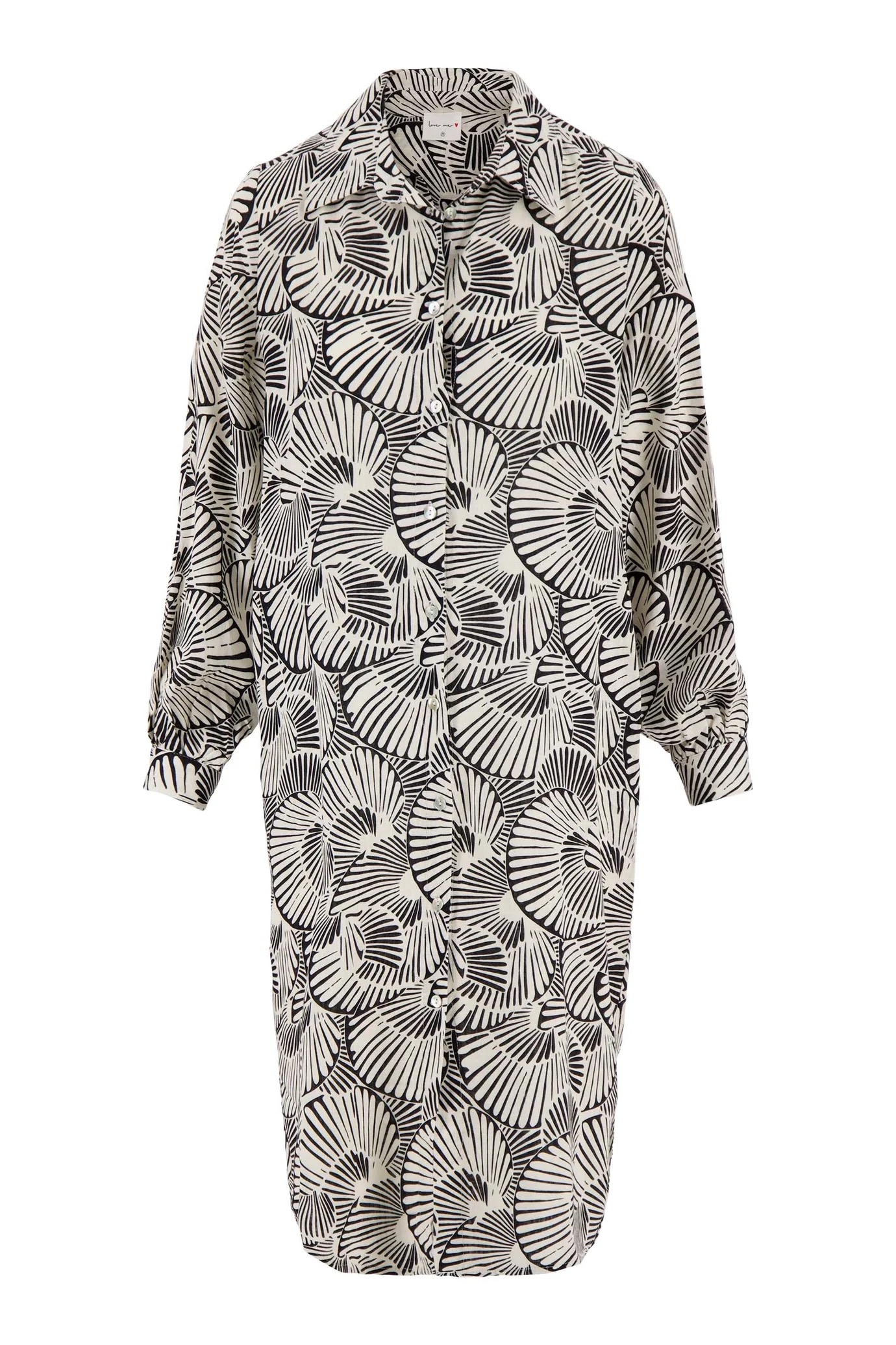 zusss doorknoop jurk met grafische print off white/zwart