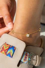 My Jewellery Dubbel enkelbandje met parelmoer bloemen goud