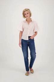 zusss blouse met ballon mouw wit lichtroze