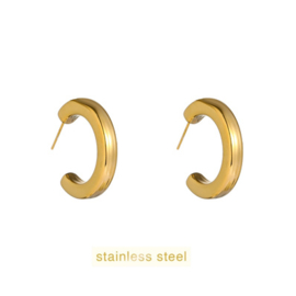 Go Dutch Label oorbellen Shiny Square Hollow Hoop goud