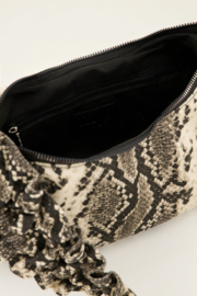 My jewellery Slangenprint crossbody tas met ruffles