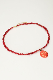 My Jewellery ketting | art lila gevlochten koord ketting met schelp goud