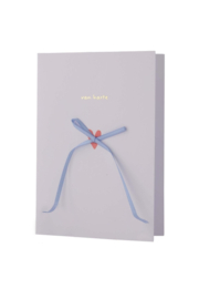zusss wenskaart van harte strik blauw/wit