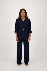 zusss broek van crinkle stof donkerblauw