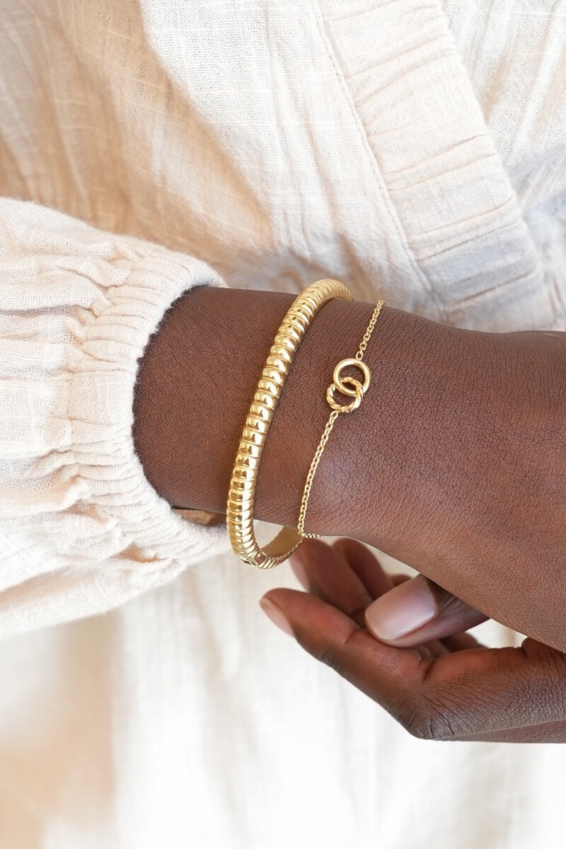 My jewellery Minimalistische armband dubbele cirkel zilver