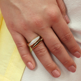 Camps & Camps ring duo bar goud wit opaal