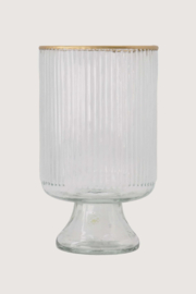 zusss tafelvaas M op voet glas ribbel transparant / goud