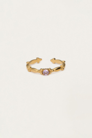 My jewellery Minimalistische vintage ring met lila strass verstelbaar