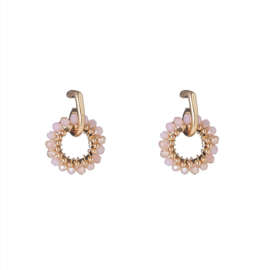 Go Dutch Label oorbellen small beads circle 14k + light pink