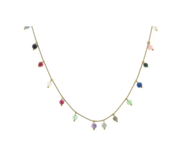 solid gold ketting edelsteentjes mixed 4 mm