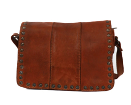 bear design Schoudertasje met studs 'Carlijn' cognac