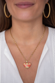 My Jewellery ketting | art schakelketting met oranje vintage hart goud