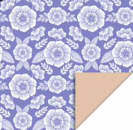 HOP  | Inpakpapier flowers violet-nude 70cm x 3m