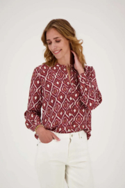 zusss blouse met ikat print zand/roodbruin