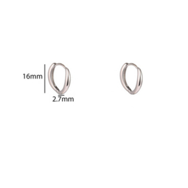 Go Dutch Label oorbellen oval shape hoop 12mm zilver