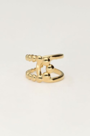 My jewellery verstelbare statement ring gekruist goud
