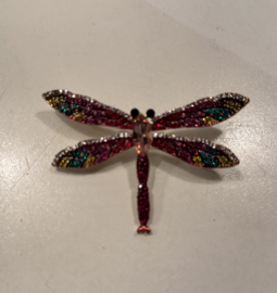 Go Dutch Label broche Sparkly Dragonfly - red- 14K