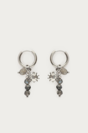 My Jewellery Oorringen met grijze kralen en zon
