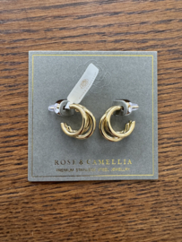 rose en camellia oorbellen steker 3 dubbele hoop
