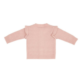 Little Dutch gebreid vest met ruches en bloemetjes | vintage soft pink