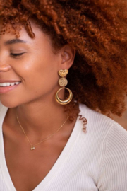 My Jewellery oorbellen | dubbele ronde statement oorbellen met hart goud