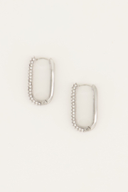 My Jewellery oorbellen | rechthoekige oorhangers met strass stenen zilver