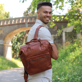 Bear Design rugzak met beugelsluiting 'Jurian' cognac