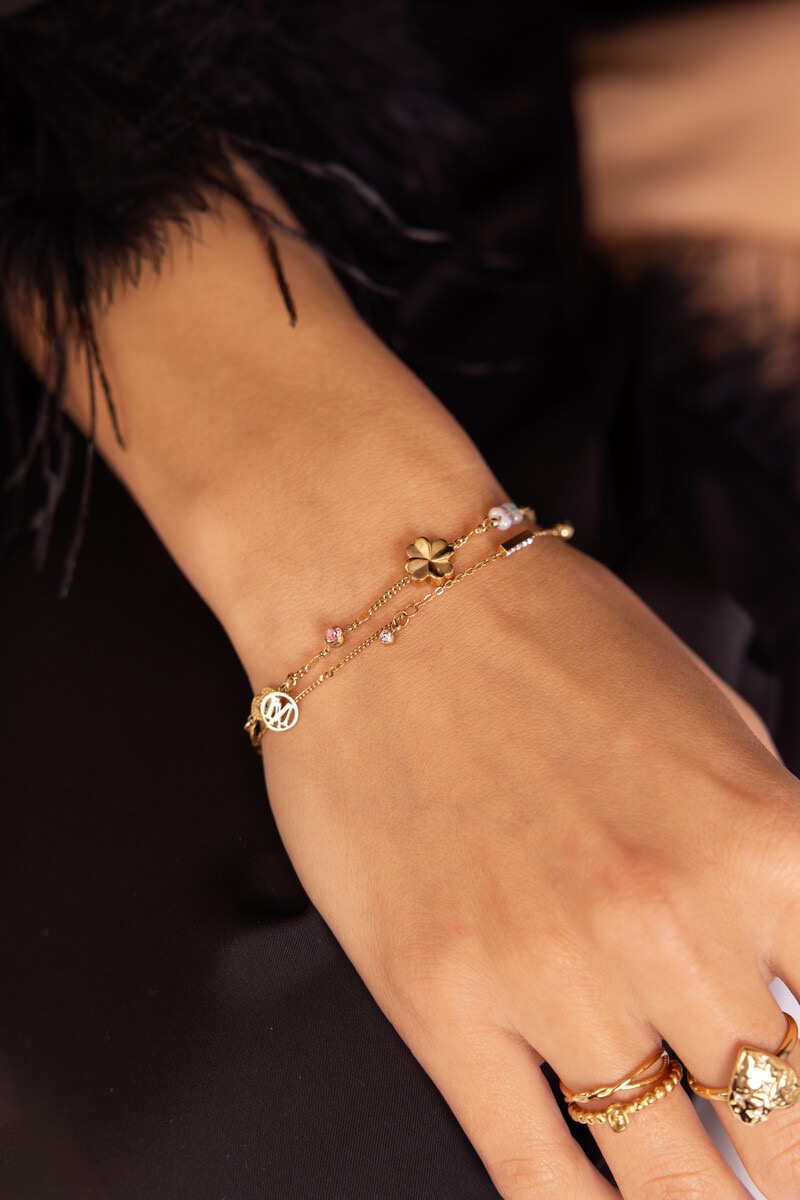 My Jewellery Dubbele armband met bedels "dreams come true" goud