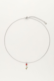 My Jewellery Vintage ketting met gekleurde roos zilver