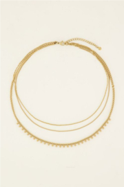 My jewellery ketting driedubbel met bolletjes & subtiele schakels goud