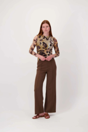 zusss Stretch Broek Met Naad choco