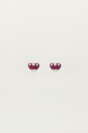 My jewellery oorbellen studs art hart paars zilver