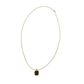 Camps & Camps ketting Chain Necklace With Square Stone black