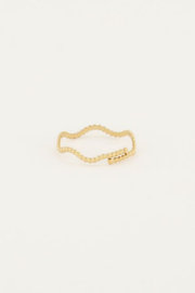 My jewellery ring | verstelbare mix ring golf bolletjes goud.