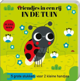 Boek Puzzelboek vriendjes in een rij - in de tuin  | kartonnen puzzelboekje