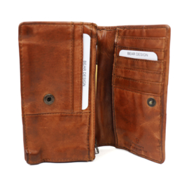 Bear Design gevlochten overslag portemonnee 'Emma' | cognac