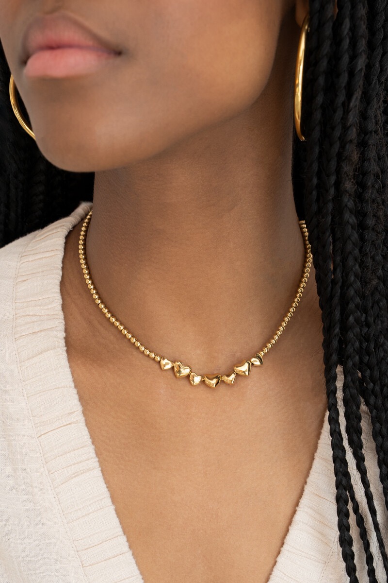 My jewellery Ketting met hart & kralen goud
