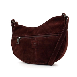 Bear design suede schoudertasje 'Tamara' bordeaux