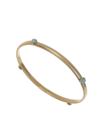 rose en camellia bangle blauwe steen