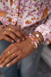My Jewellery armband | art gekleurde kralen armband goud