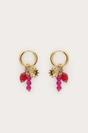 My Jewellery Oorringen met roze kralen en zon