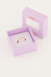 My Jewellery ring | verstelbare mix ring golf structuur goud.