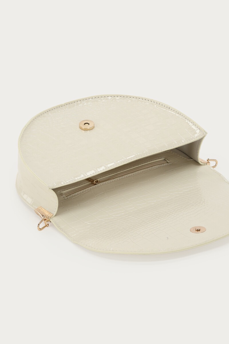 My Jewellery Witte half ronde schoudertas met crocoprint